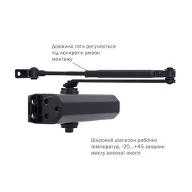 Изображение 2 Доводчик Ryobi D-1554 STD Grey Anthracite коленная тяга, Цвет корпуса: антрацитовый