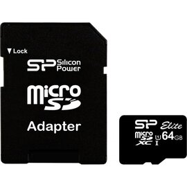 Изображение  Карта памяти Silicon Power Elite microSDXC Class10 64GB + SD adapter - SP064GBSTXBU1V10SP