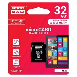 Изображение 2 Карта памяти GoodRam MicroSDHC 32GB UHS-I Class 10 + SD-adapter &mdash; M1AA-0320R12, Объем памяти: 48 Гб