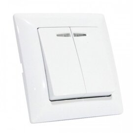 Зображення  Вимикач Horoz Electric Tina 2 White &mdash; 112-005-0004 двоклавішний-канальний