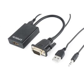 Зображення  Адаптер Cablexpert VGA-HDMI 0.15м Black &mdash; A-VGA-HDMI-01
