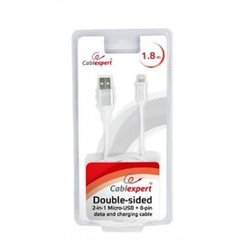 Зображення 4 Кабель Cablexpert USB2.0 - Lightning+MicroUSB, 1.8 м, Grey &mdash; CCB-USB2AM-mU8P-6
