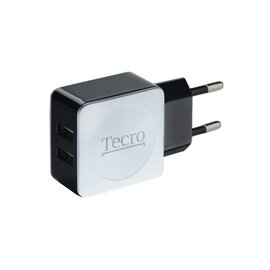 Зображення  Зарядний пристрій Tecro 2xUSB, 2.1A Black, White &mdash; TR-CHG02-BW