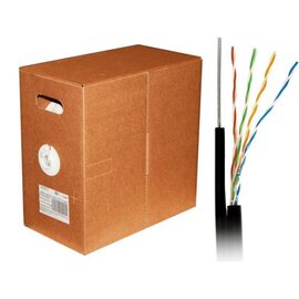 Зображення  Кабель вита пара ATcom UTP 5е 4х2х0,50 Cu з тросом (мідь) 305м, Метрів в бухті: 305м.