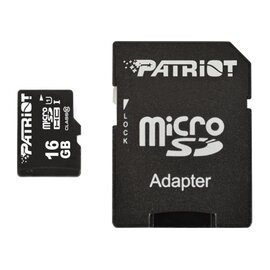 Изображение  Карта памяти Patriot LX microSDHC Class 10 16GB + SD-adapter - PSF16GMCSDHC10, Объем памяти: 16 Гб