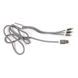 Зображення 2 Кабель PowerPlant USB2.0-MicroUSB-USB-C-Lightning, 1.2м Grey &mdash; CA910663