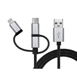Зображення 2 Кабель REAL-EL Premium USB2.0 AM-3in1 Lightning/microUSB/USB-C 1m, black &mdash; EL123500035
