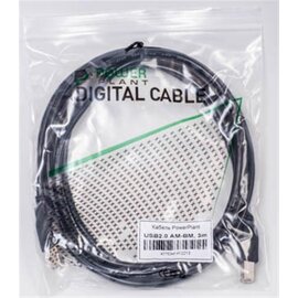 Зображення 3 Кабель PowerPlant USB2.0(AM)-USB2.0(BM), 3м, Black, one ferrite &mdash; KD00AS1221