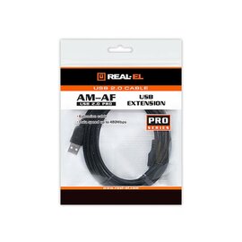 Зображення 3 Кабель REAL-EL Pro USB2.0 AM-AF 2M Black &mdash; EL123500028