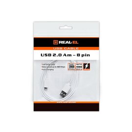 Зображення 3 Кабель REAL-EL USB2.0 AM-Lightning 1m, White &mdash; EL123500033
