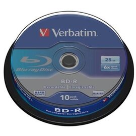 Зображення  Диск BD-R Verbatim SL 25GB 6x Cake 10шт - 43742
