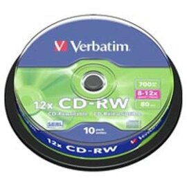 Изображение  Диск CD-RW Verbatim 700MB 12x Cake, 10шт - 43480