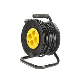 Изображение  Сетевая катушка PowerPlant JY-2002/30 30м Black/Yellow — PPRA10M300S4 4 розеток