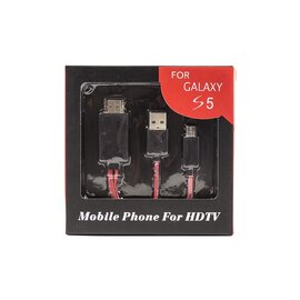 Изображение 3 Кабель мультимедийный PowerPlant microUSB-HDMI+USB, 2м, red &mdash; CA910861