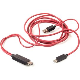 Изображение  Кабель мультимедийный PowerPlant microUSB-HDMI+USB, 2м, red &mdash; CA910861