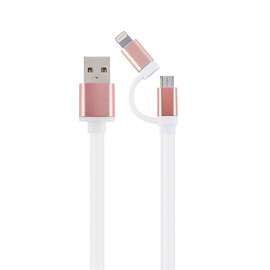 Зображення  Кабель Cablexpert USB2.0 BM - Lightning/Micro USB, 1м, pink &mdash; CC-USB2-AM8PmB-1M-PK