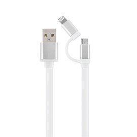 Зображення  Кабель Cablexpert USB2.0 BM - Lightning/Micro USB, 1м, silver &mdash; CC-USB2-AM8PmB-1M-SV