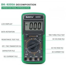 Зображення 2 Мультиметр цифровий Bakku BK-9205A