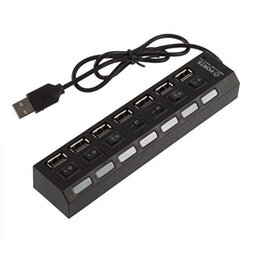 Изображение  USB Hub (хаб) PROinstal USB 2.0 7 ports with switches 480Mbts Black