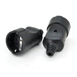 Изображение  Розетка PROinstal IP44 16A 250V 602228 Black с заземлением