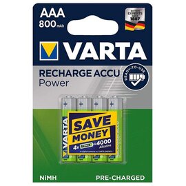 Зображення  Акумулятор Varta Recharge Accu AAA/HR03 Ni-MH 800 mAh BL 4шт