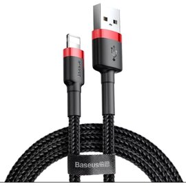 Изображение  Кабель Baseus cafule Cable USB For iP 2A 3m Red+Black - CALKLF-R91