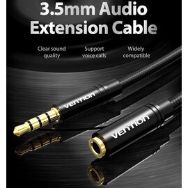 Изображение 5 Аудио кабель Vention Audio 3.5 mm M - 3.5 mm F, 1 m, Black - VAB-B06-B100-M