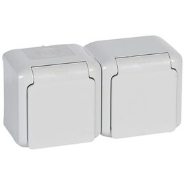 Зображення  Розетка Legrand Forix 2X2К+З Grey &mdash; 782394 з кришкою