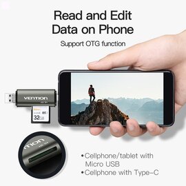 Изображение 3 Картридер Vention OTG USB 3.0 + Type C/TF/SD &mdash; CCHH0