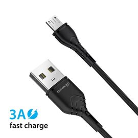 Изображение 2 Кабель Grand-X USB-microUSB, Cu, 3A, 1м, Fast Сharge, Black - PM-03B