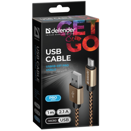 Изображение 3 Кабель Defender USB08-03T USB(AM)-MicroBM 1.0м Gold &ndash; 87800
