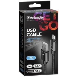 Изображение 3 Кабель Defender USB08-03T PRO USB2.0, AM-MicroBM 1 м Black &mdash; 87802