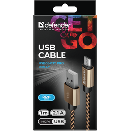 Изображение 4 Кабель Defender USB08-03T USB(AM)-MicroBM 1.0м Gold &ndash; 87800