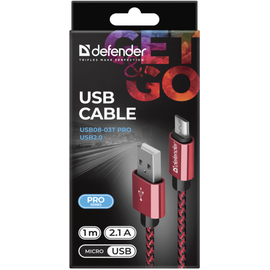 Изображение 4 Кабель Defender USB08-03T USB(AM)-MicroBM 1.0м Red &mdash; 87801