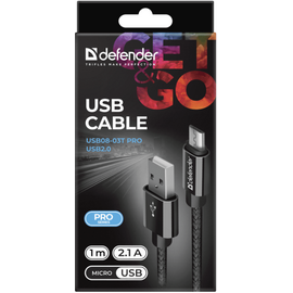 Изображение 4 Кабель Defender USB08-03T PRO USB2.0, AM-MicroBM 1 м Black &mdash; 87802