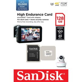 Изображение 2 Карта памяти SanDisk High Endurance microSDHC C10 UHS-I U3 V30 128GB - SDSQQNR-128G-GN6IA, Объем памяти: 64 Гб