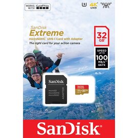 Зображення 2 Карта пам`яті SanDisk Extreme Action microSDHC V30 UHS-I U3 32GB + SD - SDSQXAF-032G-GN6AA