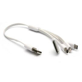 Зображення 3 Кабель PowerPlant USB-microUSB-miniUSB-Lightning-Apple 30pin, 0.3м, white &mdash; KABUSBALL