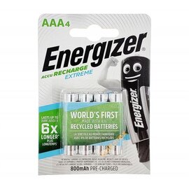 Зображення  Акумулятор Energizer Recharge Extreme AAA/HR03 LSD Ni-MH 800 mAh BL 4шт