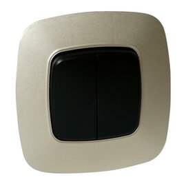 Зображення  Вимикач Horoz Electric Ela 2 Gold+Black &mdash; 112-007-0002-040 без підсвітки