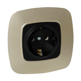 Зображення  Розетка Horoz Electric Ela 1 Gold+Black &mdash; 112-007-0006-040 1-портова