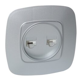 Зображення  Розетка Horoz Electric Ela 2 RJ45 Silver &mdash; 112-007-0017-020 без кришки