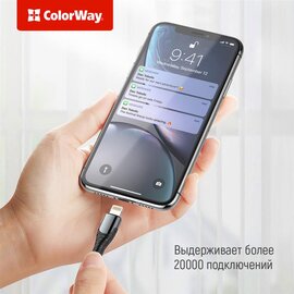 Изображение 5 Кабель ColorWay USB Type-C-Lightning, PD Fast Charging, 3.0А, 1м, Grey - CW-CBPDCL033-GR