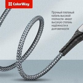 Изображение 6 Кабель ColorWay USB Type-C-Lightning, PD Fast Charging, 3.0А, 1м, Grey - CW-CBPDCL033-GR