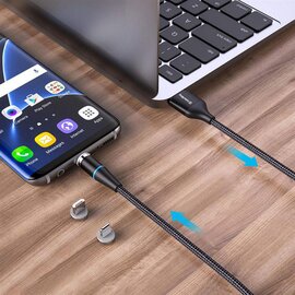 Изображение 6 Кабель ColorWay USB-Lightning + microUSB + USB-C Magnetic Data/Quick Charge, 2.4А, 1м, Black - CW-CB