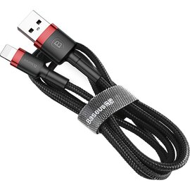 Зображення  Кабель Baseus Kevlar Lightning Cable 1m Black/Red - CALKLF-B19