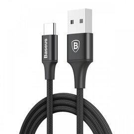 Зображення  Кабель Baseus Cafule Cable USB For Type-C 3A 1m Gray+Black - CATKLF-BG1