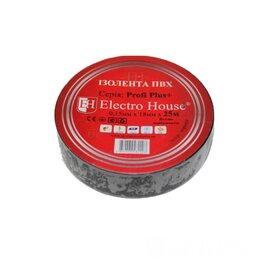 Зображення  Ізолента ElectroHouse EH-AHT-1828 0,15мм.х18мм. 25м, black