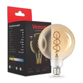 Зображення  Світлодіодна лампочка Vestum 1-VS-2507 G95 6W 2500К Е27 з цоколем E27