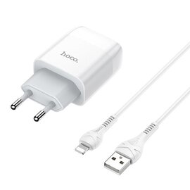 Зображення 3 Зарядний пристрій Hoco C73A Glorious (2USB, 2.4А) White &ndash; 6931474713056 + кабель Lightning